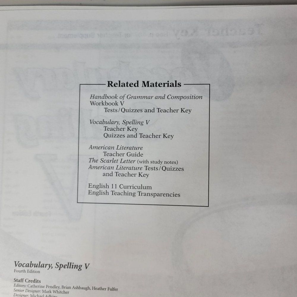 2/$15 ABeka Teacher Vocabulary Spelling V Language Series Homeschool Grade 11 - Picture 3 of 8